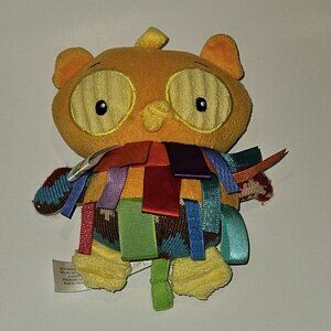 Taggies Owl Plush Rattle Baby Toy Orange Yellow 6" Stuffed Animal